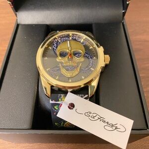 Ed Hardy Men's Matte Black Silicone Strap Watch 46mm